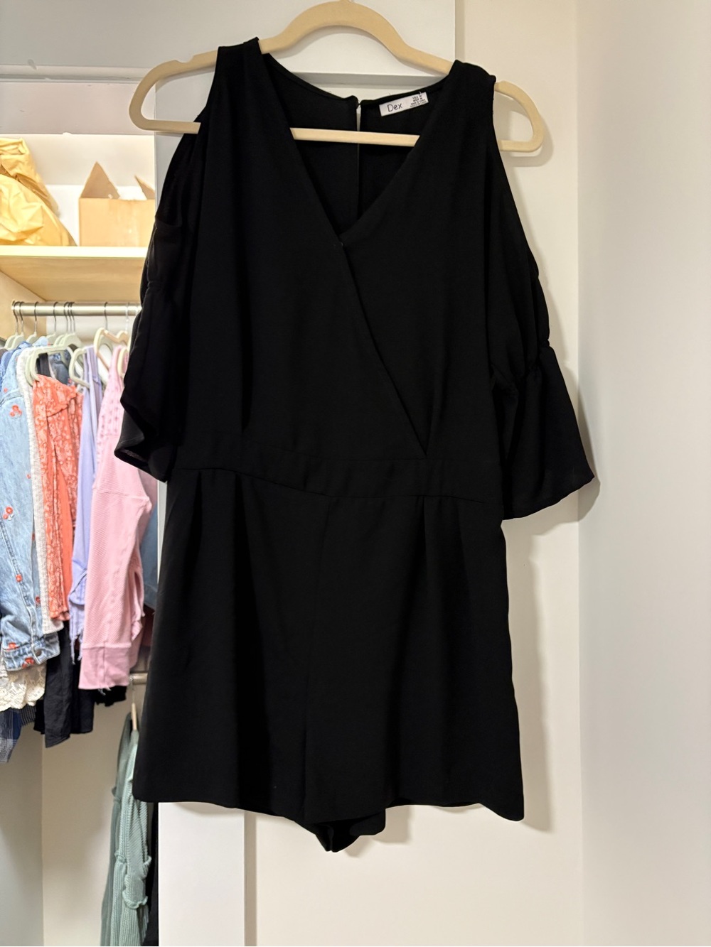 Dex Black Cold-Shoulder Romper Dress